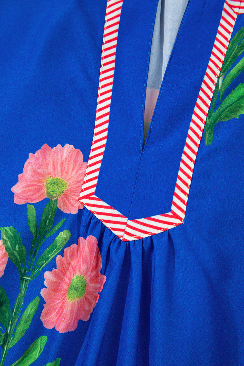 Floral Split Neck Mini Dress