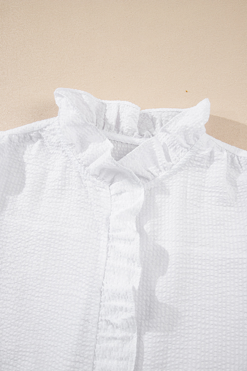 Stripe Ruffle Bubble Sleeve Shirt
