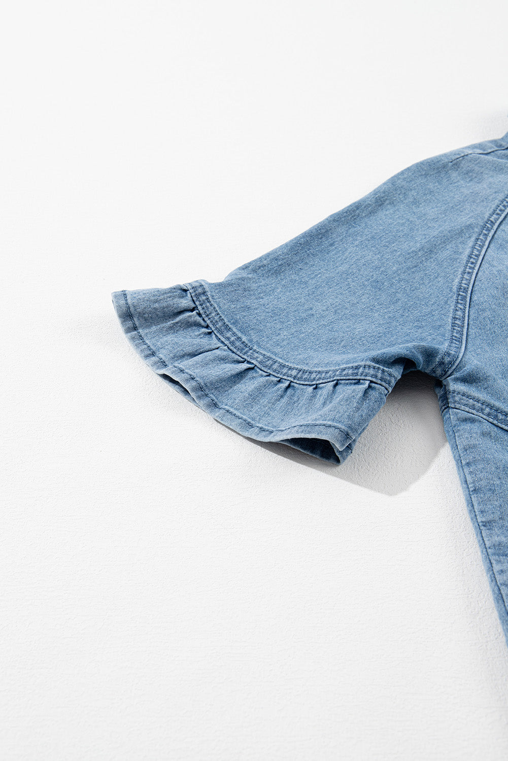 Denim Frilled Short Sleeve Dress