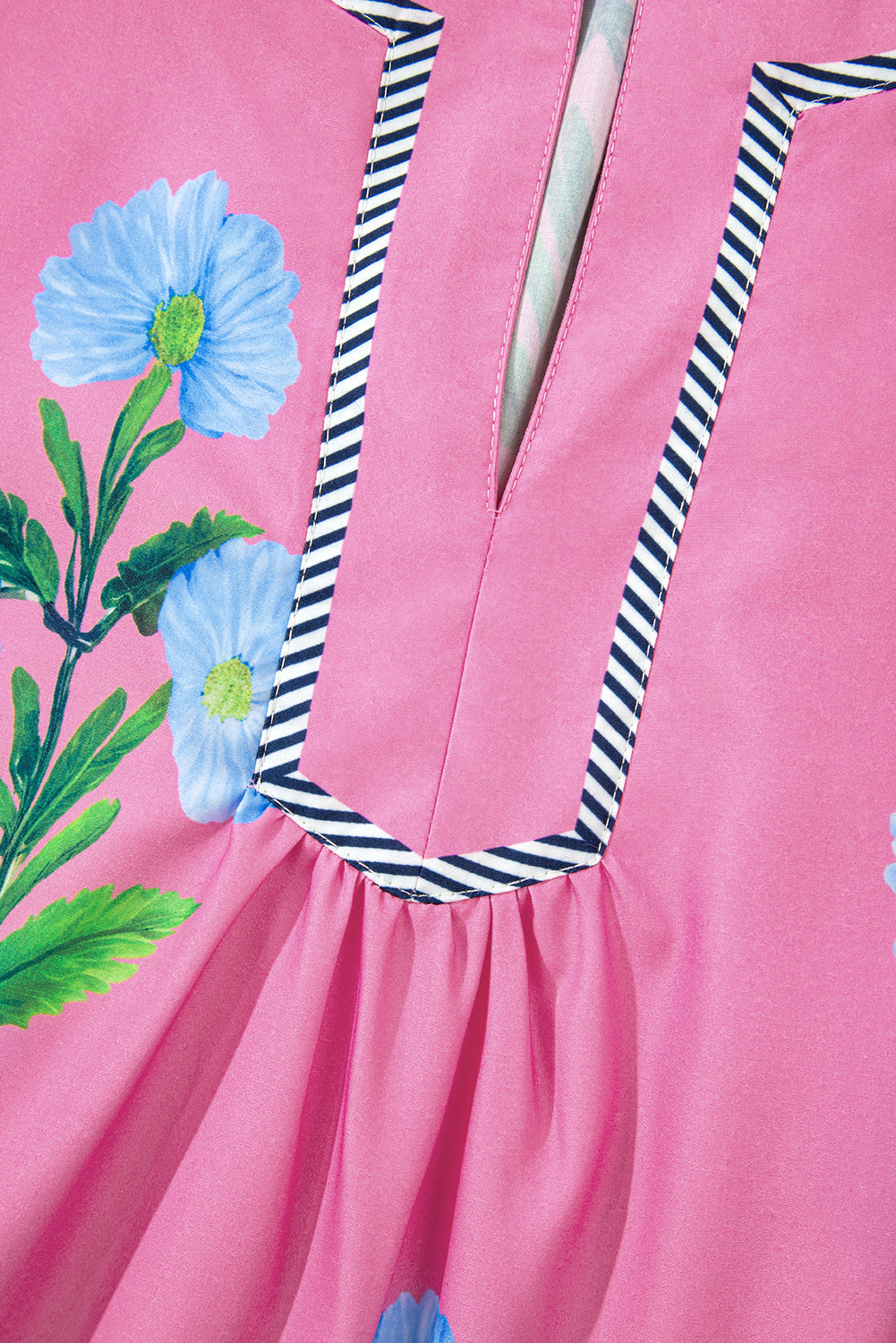 Floral Split Neck Mini Dress