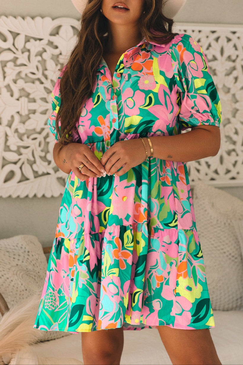 Floral Puff Sleeve Babydoll Dress