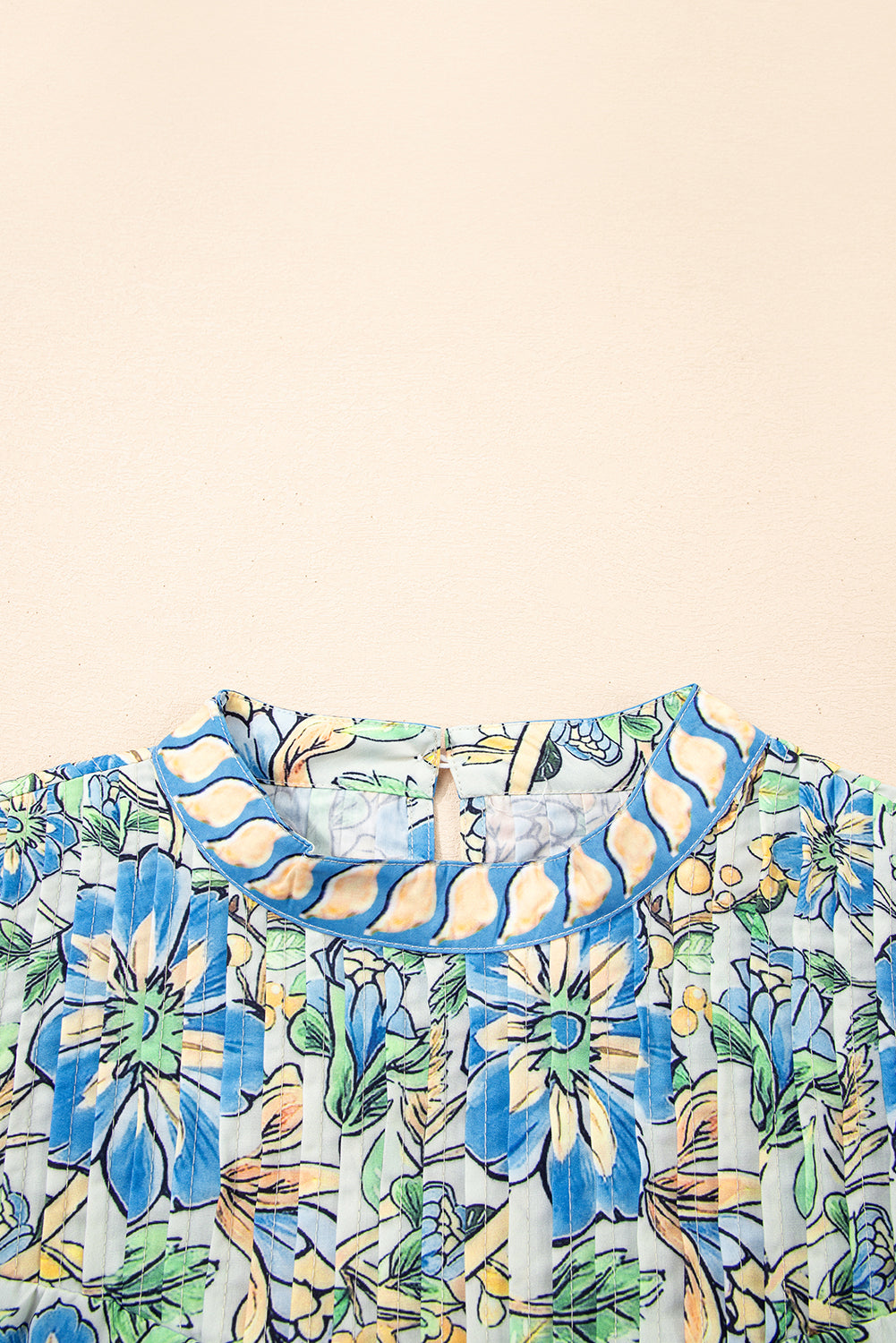 Floral Pleated Ruffle Sleeve Dress