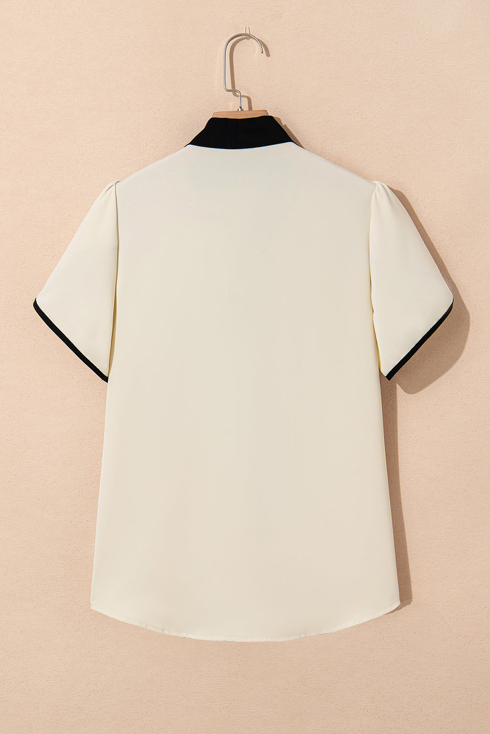 Stripe Contrast Bow Neckline Blouse