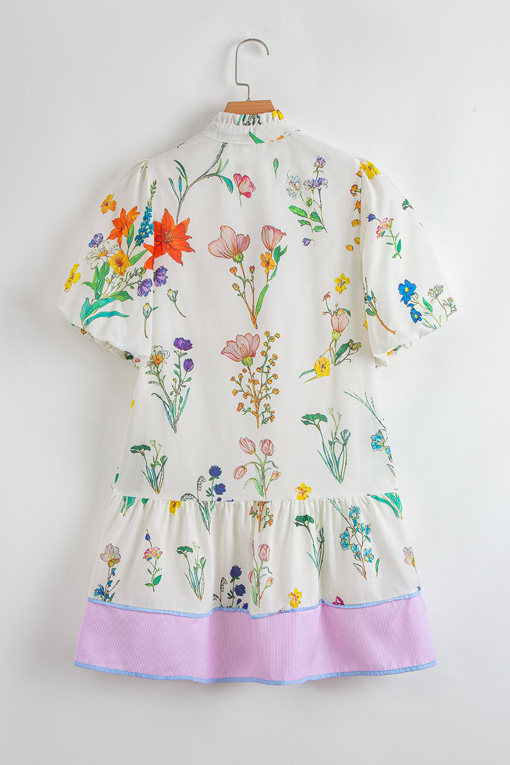 Floral Stripe Patchwork Short Sleeve Dress