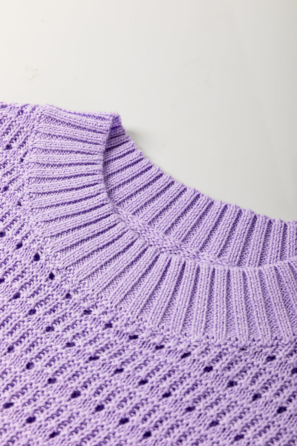 Pointelle Knit Short Sleeve Sweater