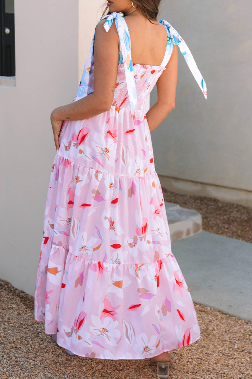Floral Tied Straps Maxi Dress