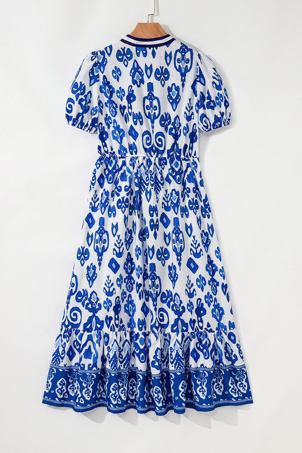 Floral Puff Sleeve V-Neck Midi Dress