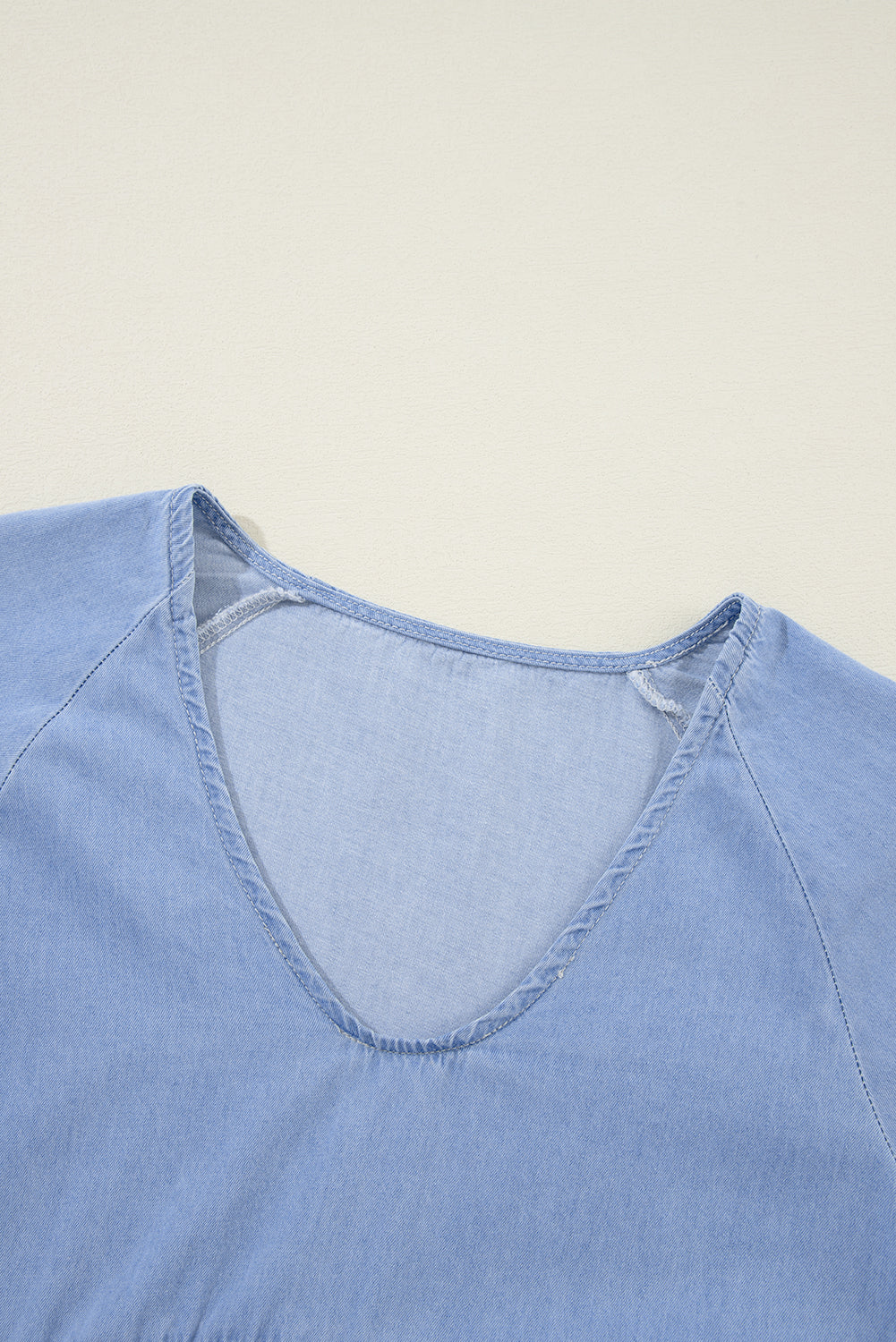 Denim Chambray Puff Sleeve Mini Dress