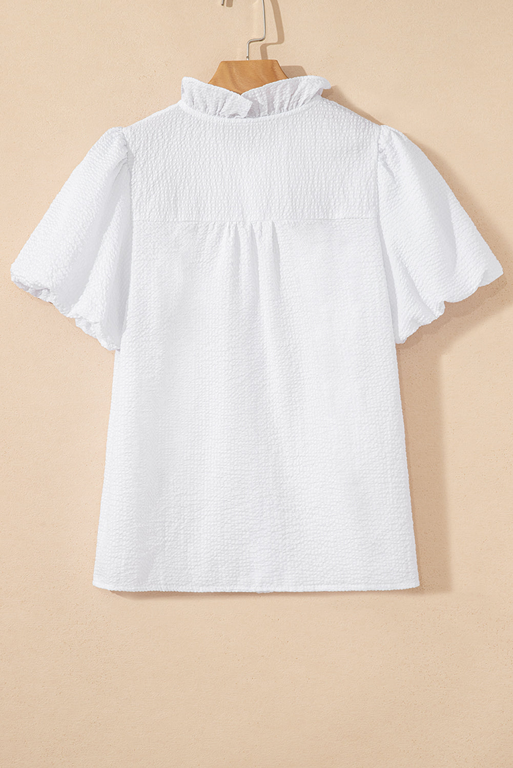 Stripe Ruffle Bubble Sleeve Shirt