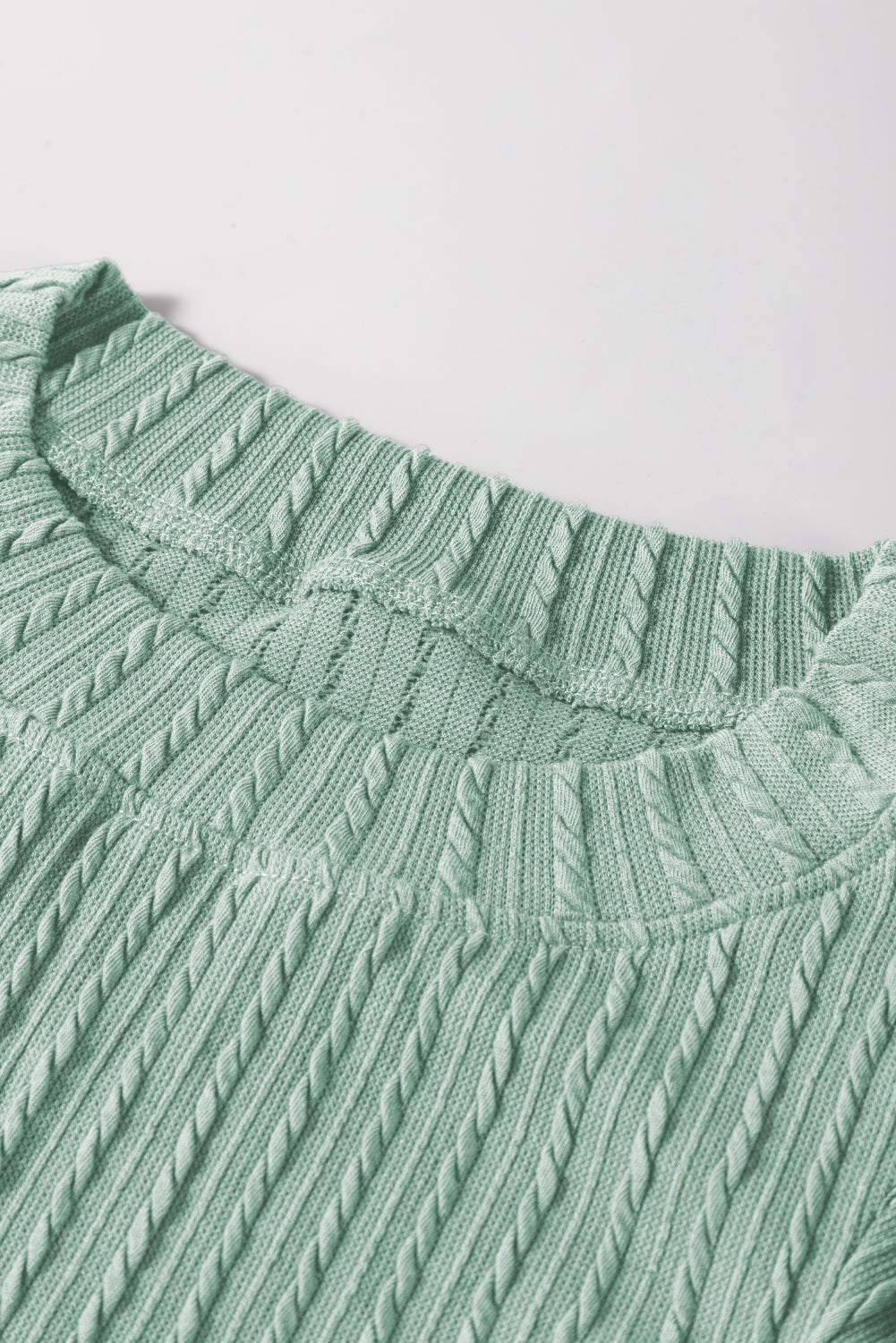 Solid Cable Textured Flutter Sleeve Top