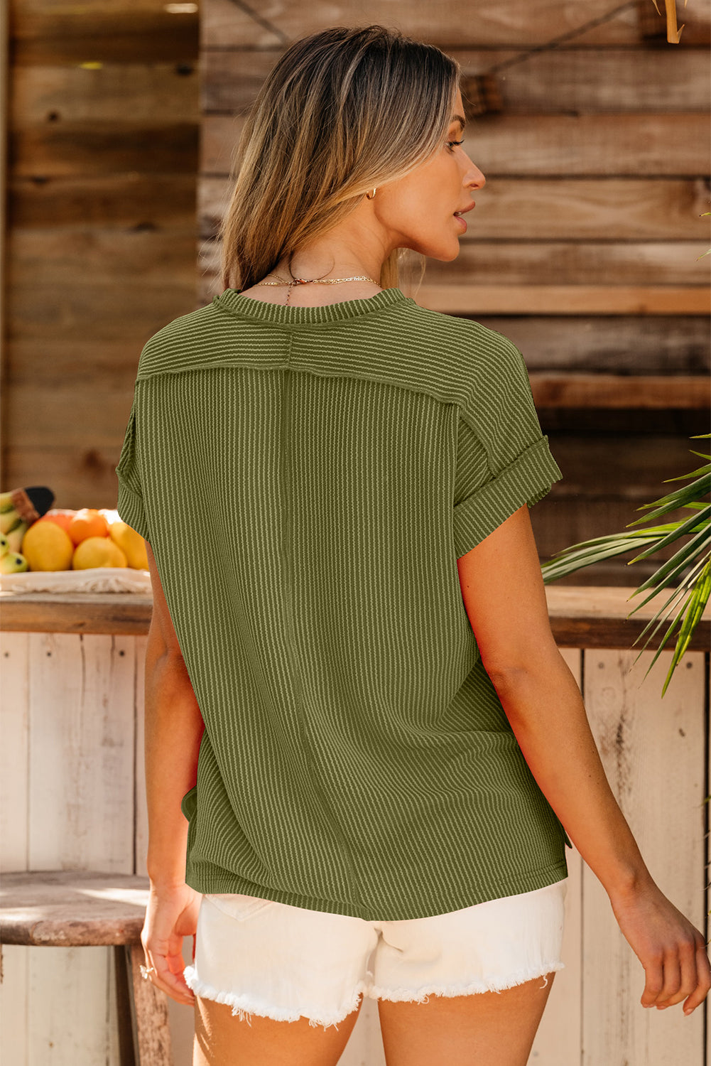 Corded Knit Short Sleeve T-Shirt