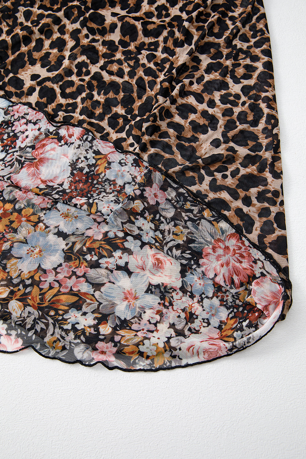 Leopard Floral Mesh Reversible Dress