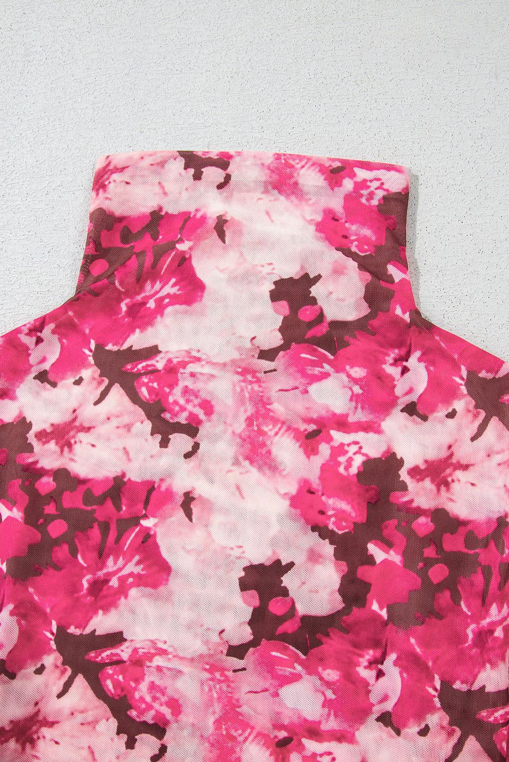 Floral Mesh Mock Neck Blouse