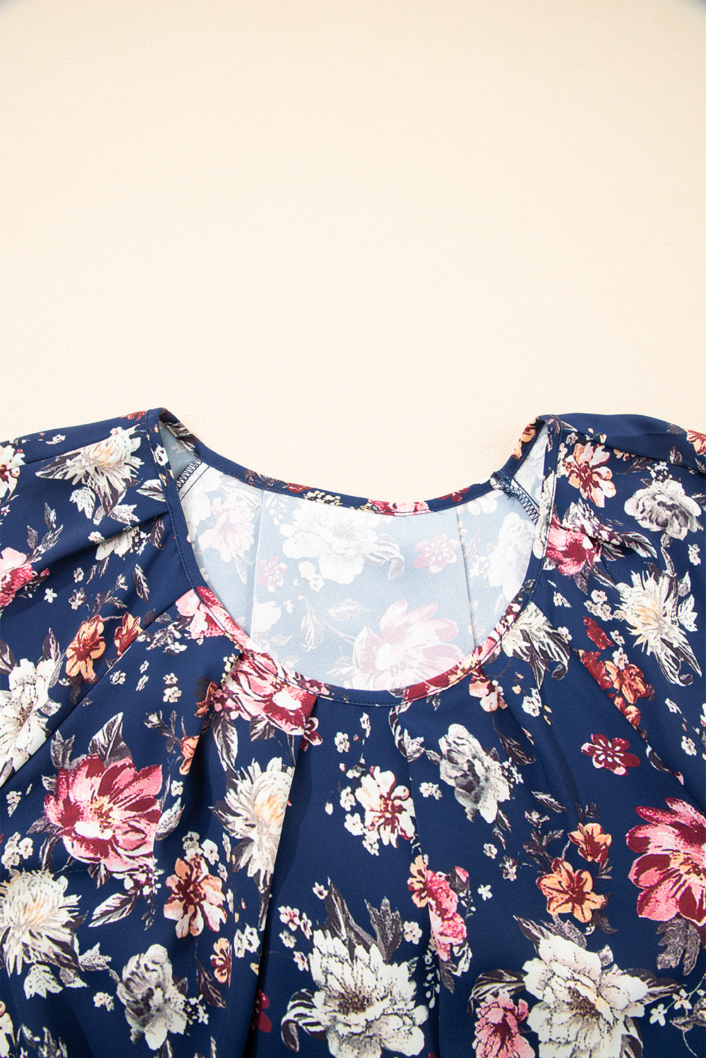 Floral Short Sleeve Scoop Neck Blouse