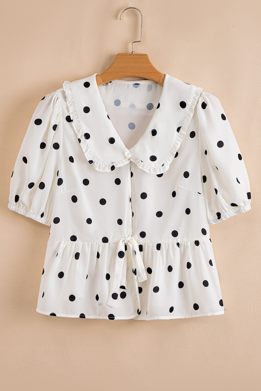 Polka Dot Frilled Collar Top