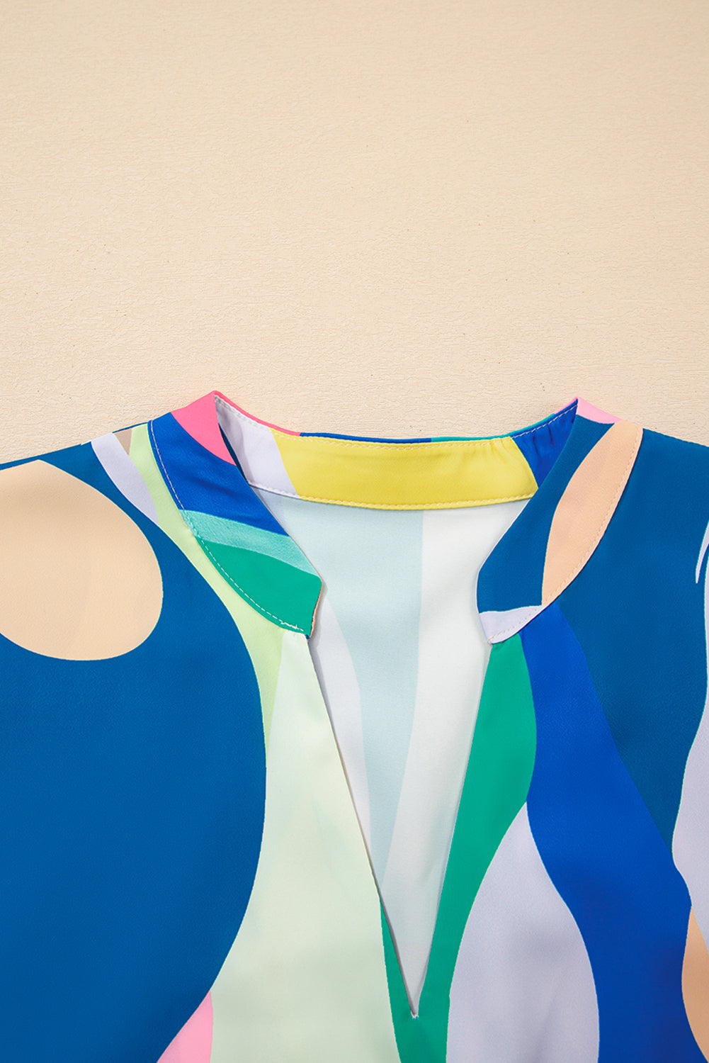 Abstract V-Neck Tiered Mini Dress