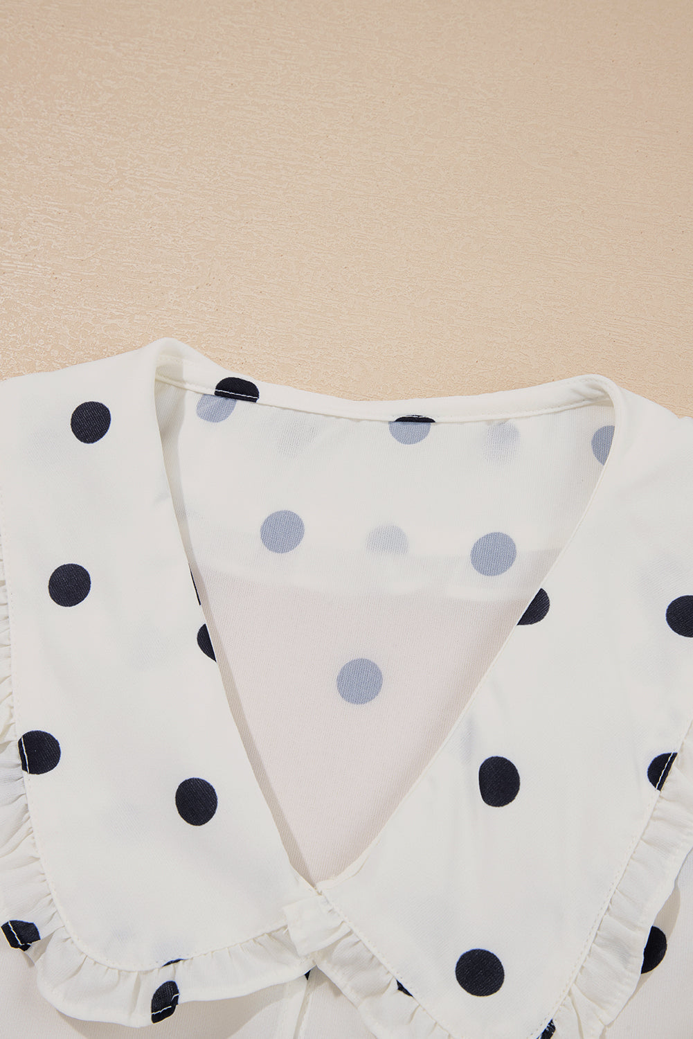 Polka Dot Frilled Collar Top
