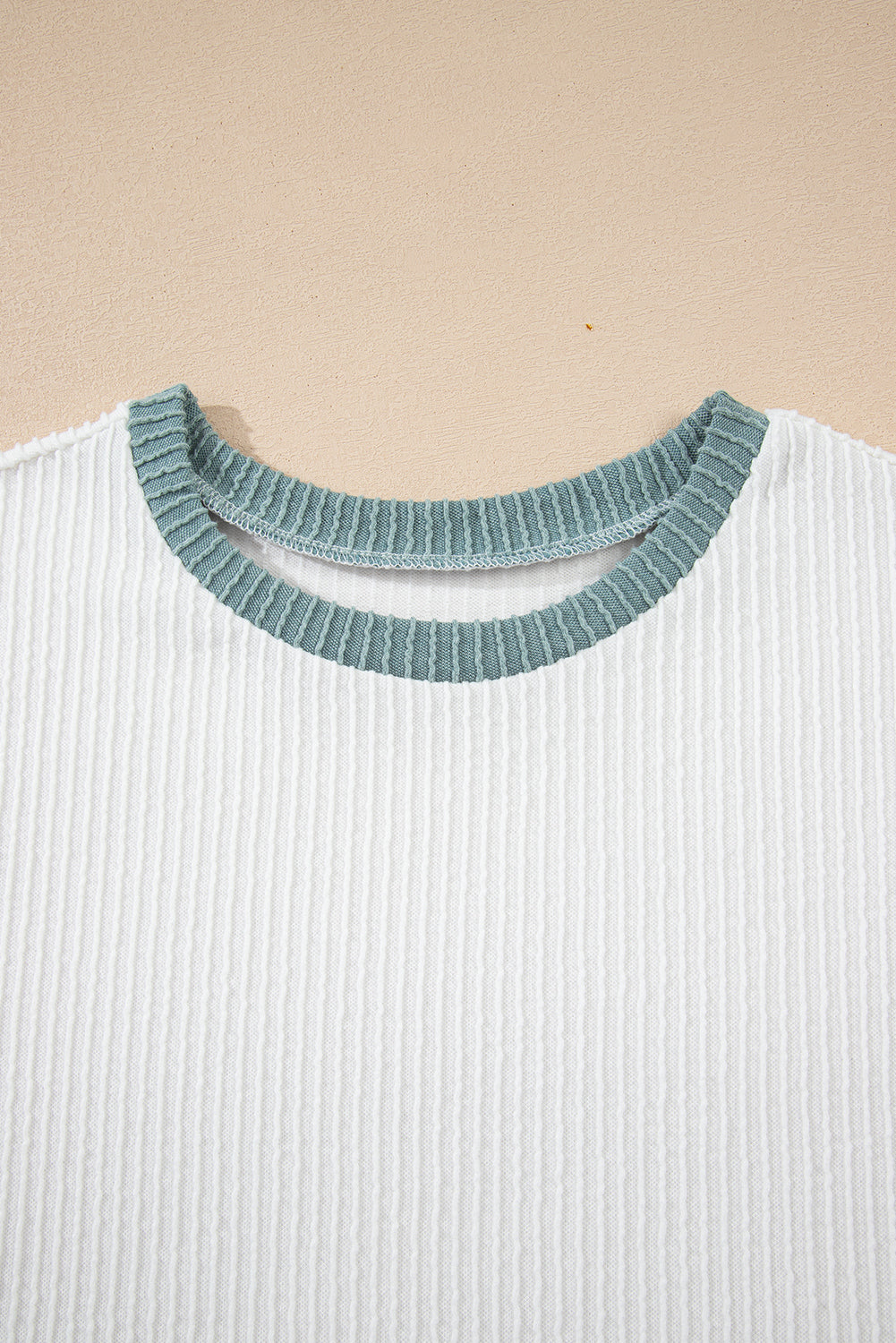 Colorblock Corded Knit Crewneck Tee