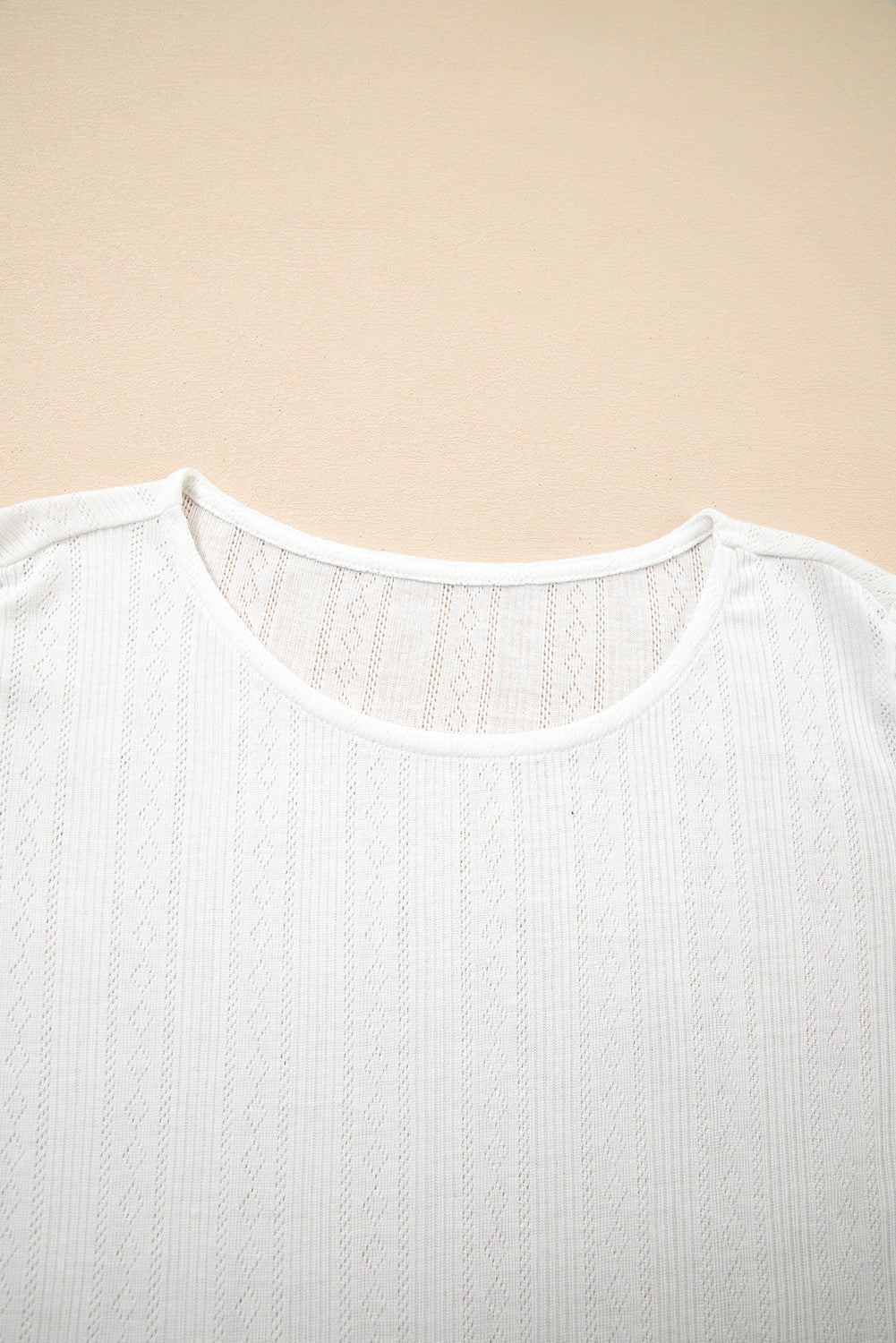 Lace Trim Textured T-Shirt