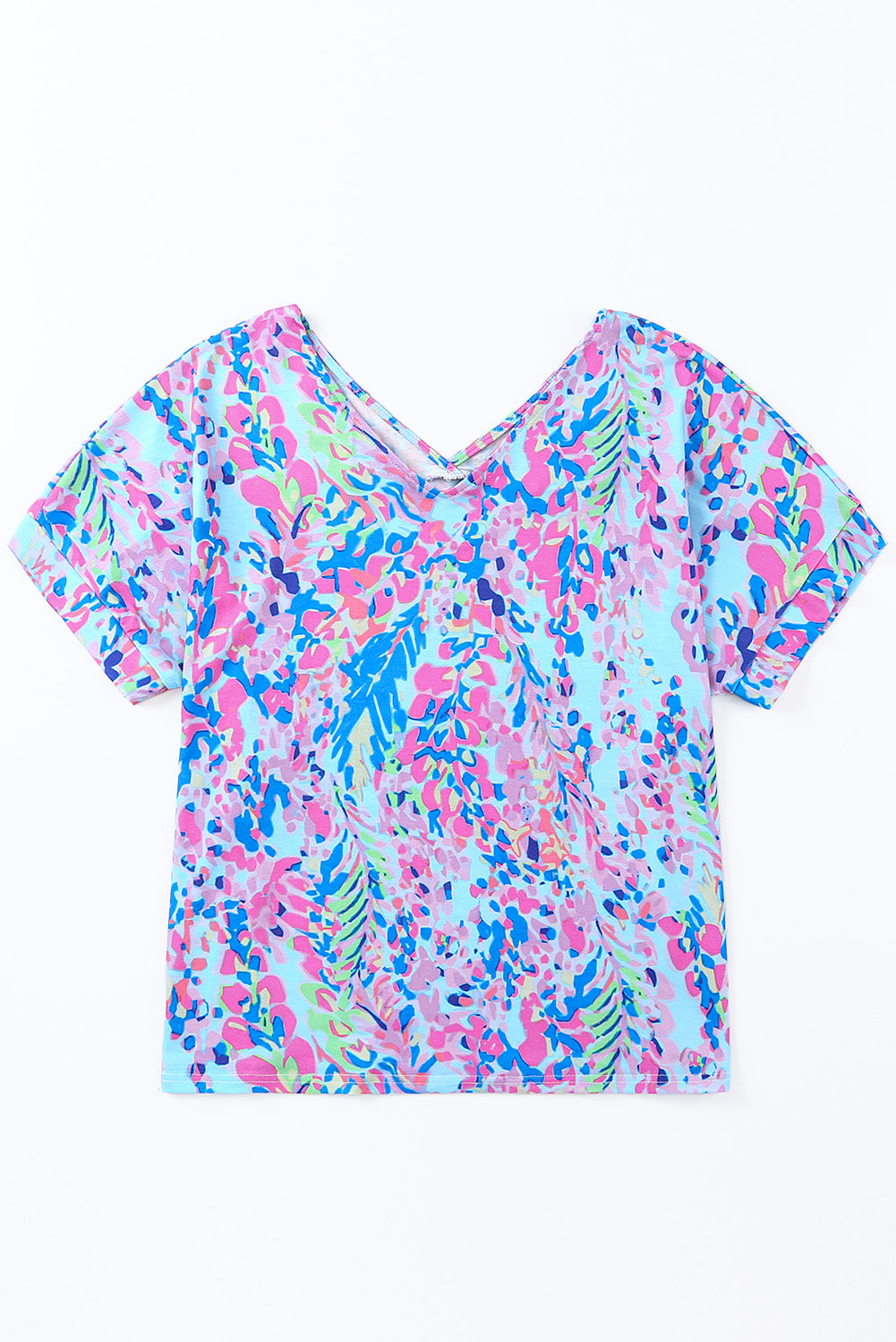 Floral Short Sleeve V-Neck Tee