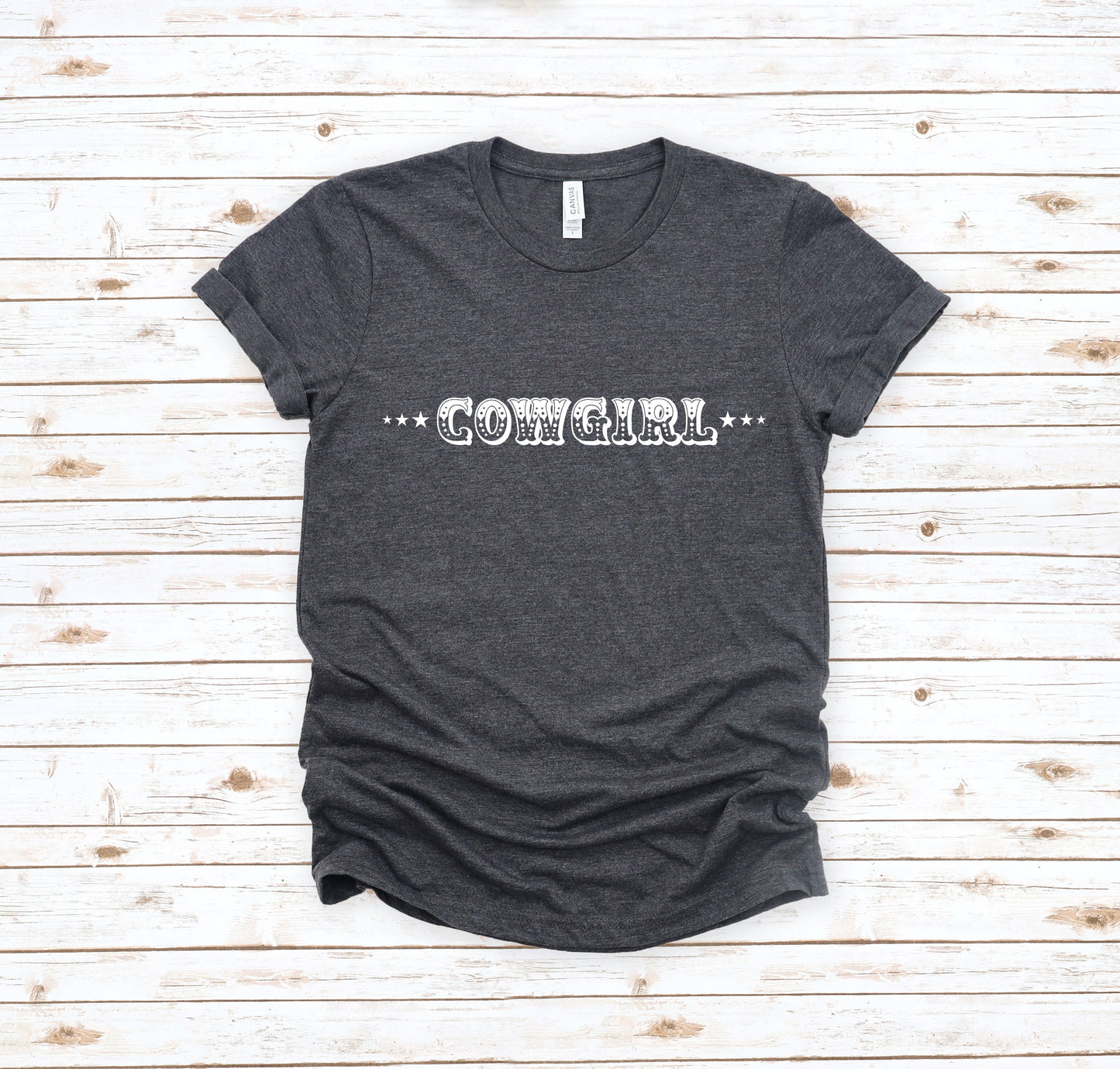 Cowgirl with Sheriff Stars Graphic Tee Shirt - Bourbon Cowgirl