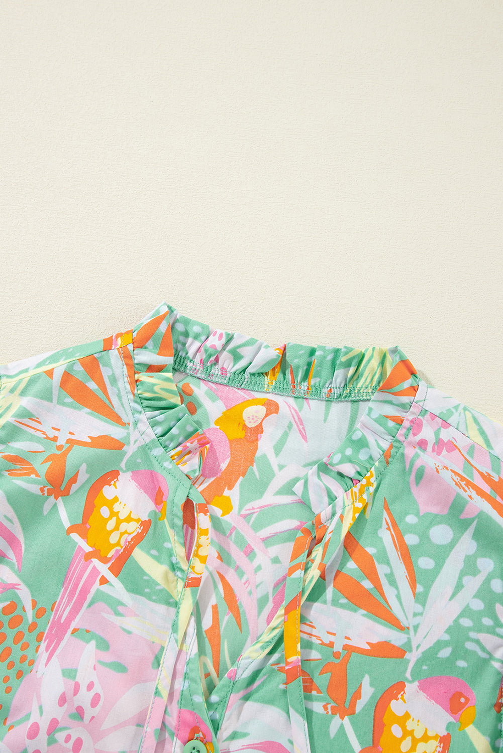 Abstract Floral Ruffle Buttoned Dress