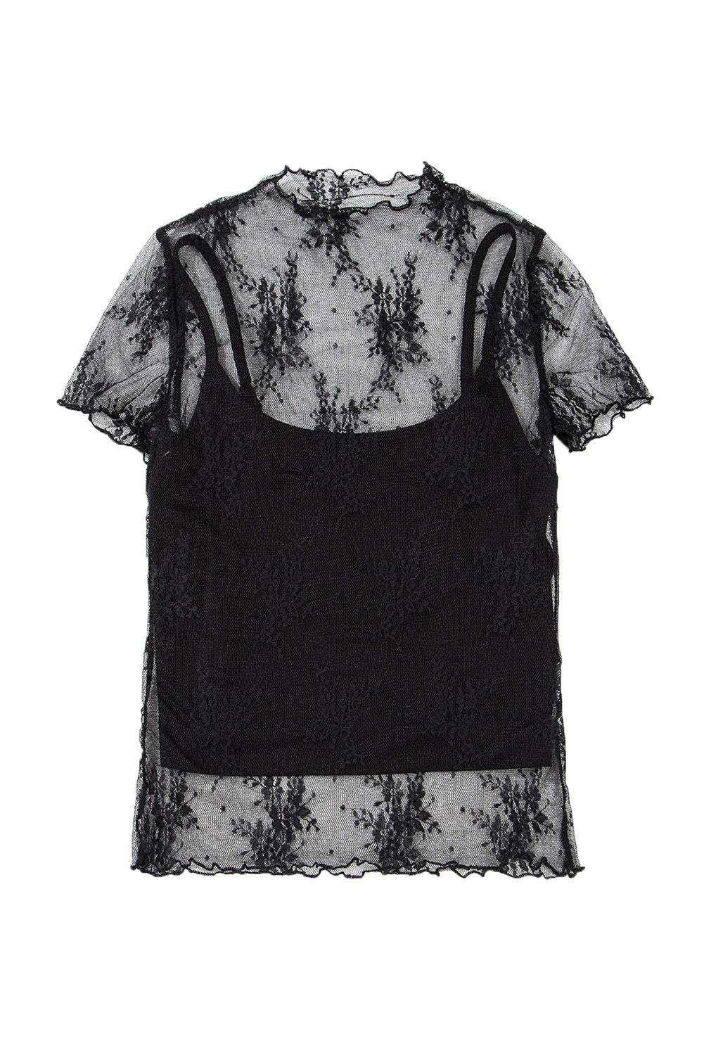 Floral Sheer Mesh Short Sleeve Blouse