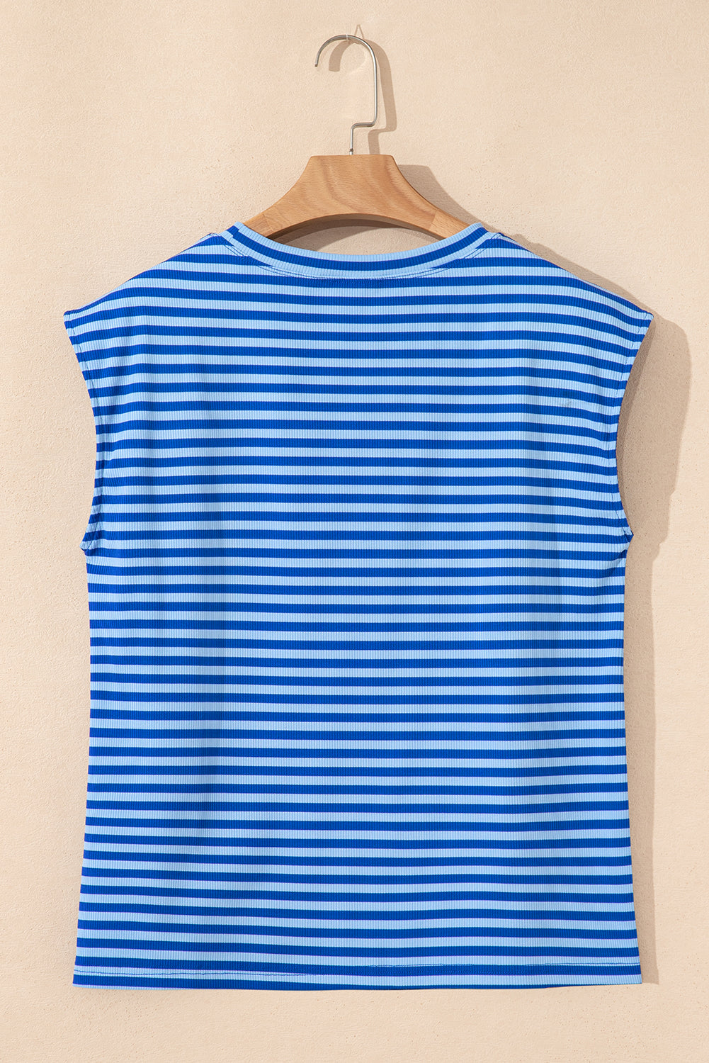 Stripe Ribbed Cap Sleeve T-Shirt