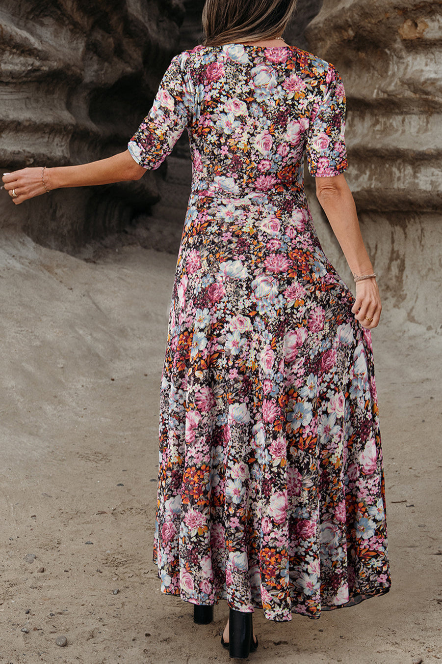 Leopard Floral Mesh Reversible Dress