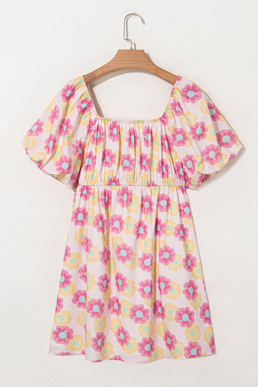 Floral Pleated Puff Sleeve Dress