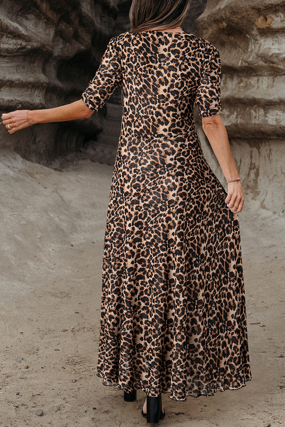 Leopard Floral Mesh Reversible Dress