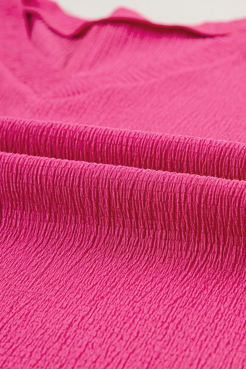 Solid Crinkled V-Neck T-Shirt