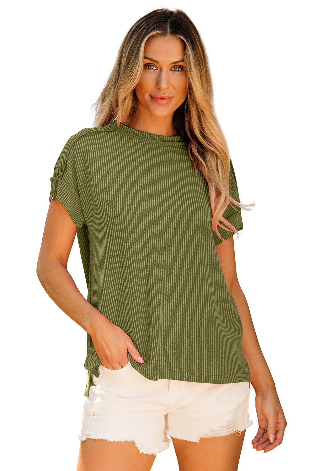 Corded Knit Short Sleeve T-Shirt