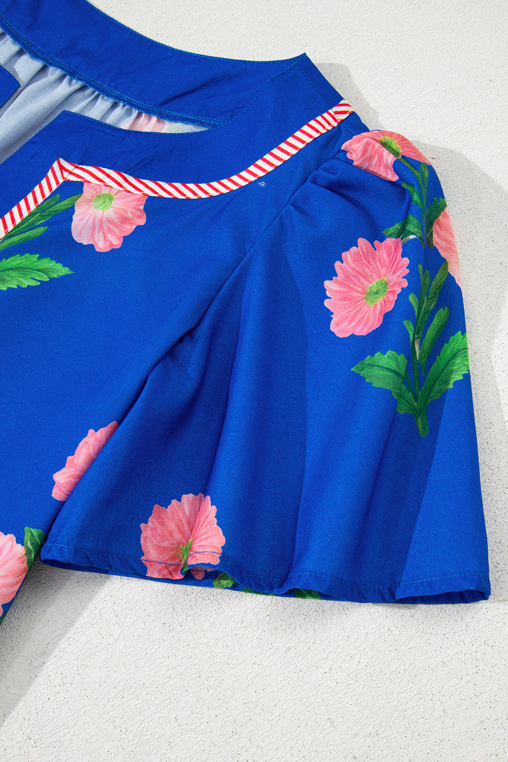 Floral Split Neck Mini Dress