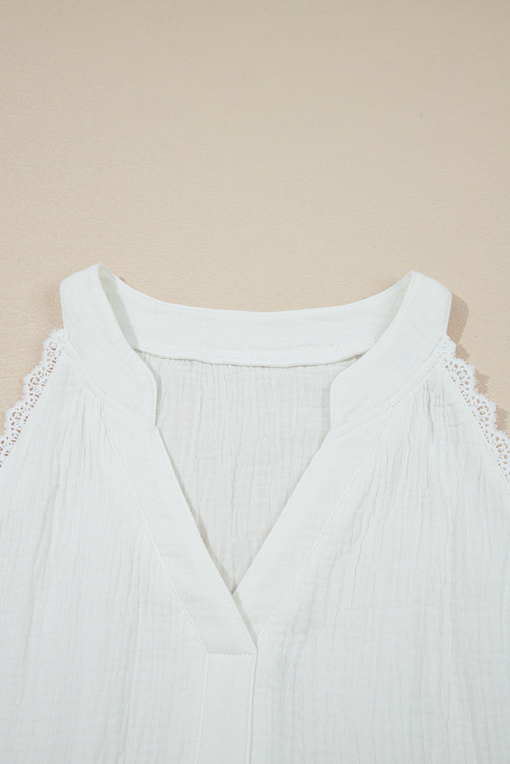 Gauze Lace Trim Sleeveless Top