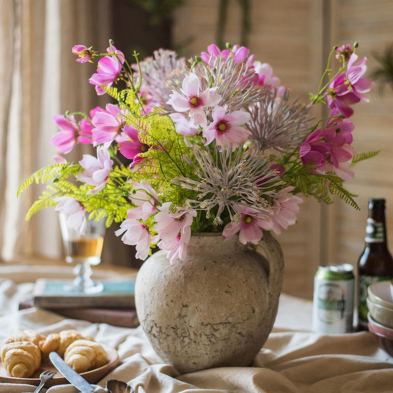 Artificial Silk Flower Bouquet Pink Daisy 20" Tall