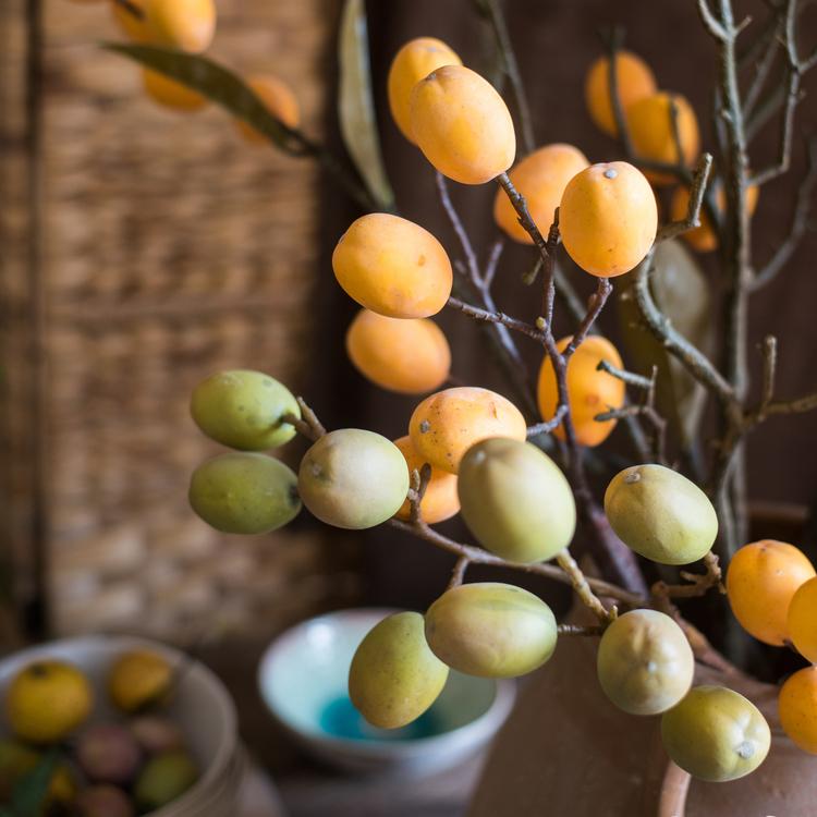 Artificial Fruit Pipa Fruit Stem 26" Tall Silk Plant