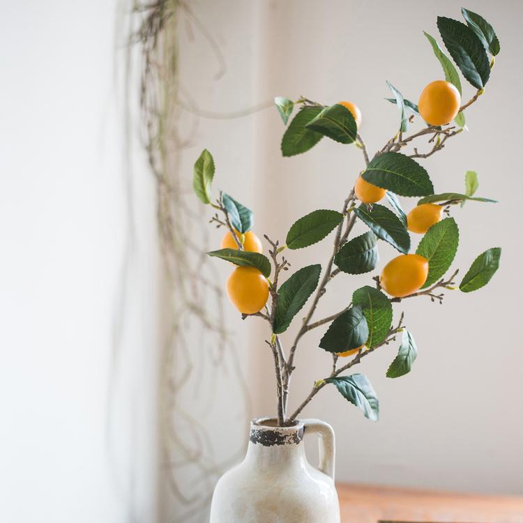Artificial Fruit Lemon Stem 39" Tall Silk Plant