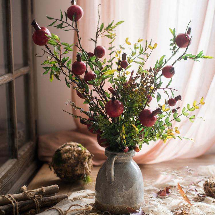 Artificial Silk Red Pomegranate Bouquet 22" Tall