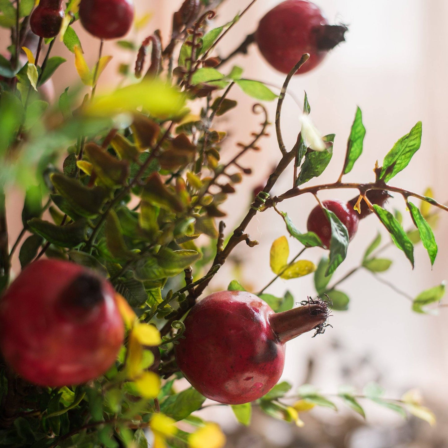 Artificial Silk Red Pomegranate Bouquet 22" Tall