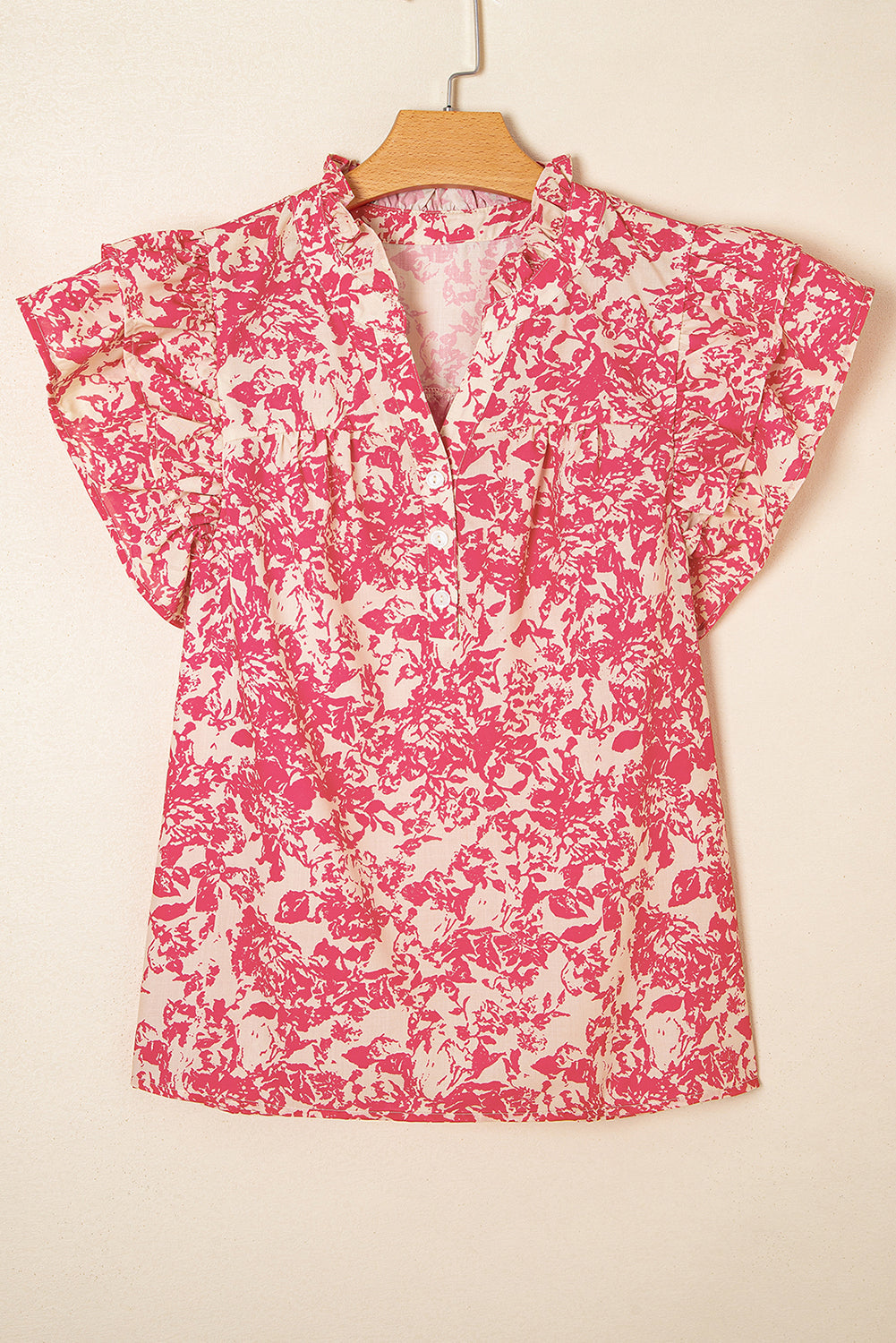 Boho Ruffle Sleeve Buttoned Blouse