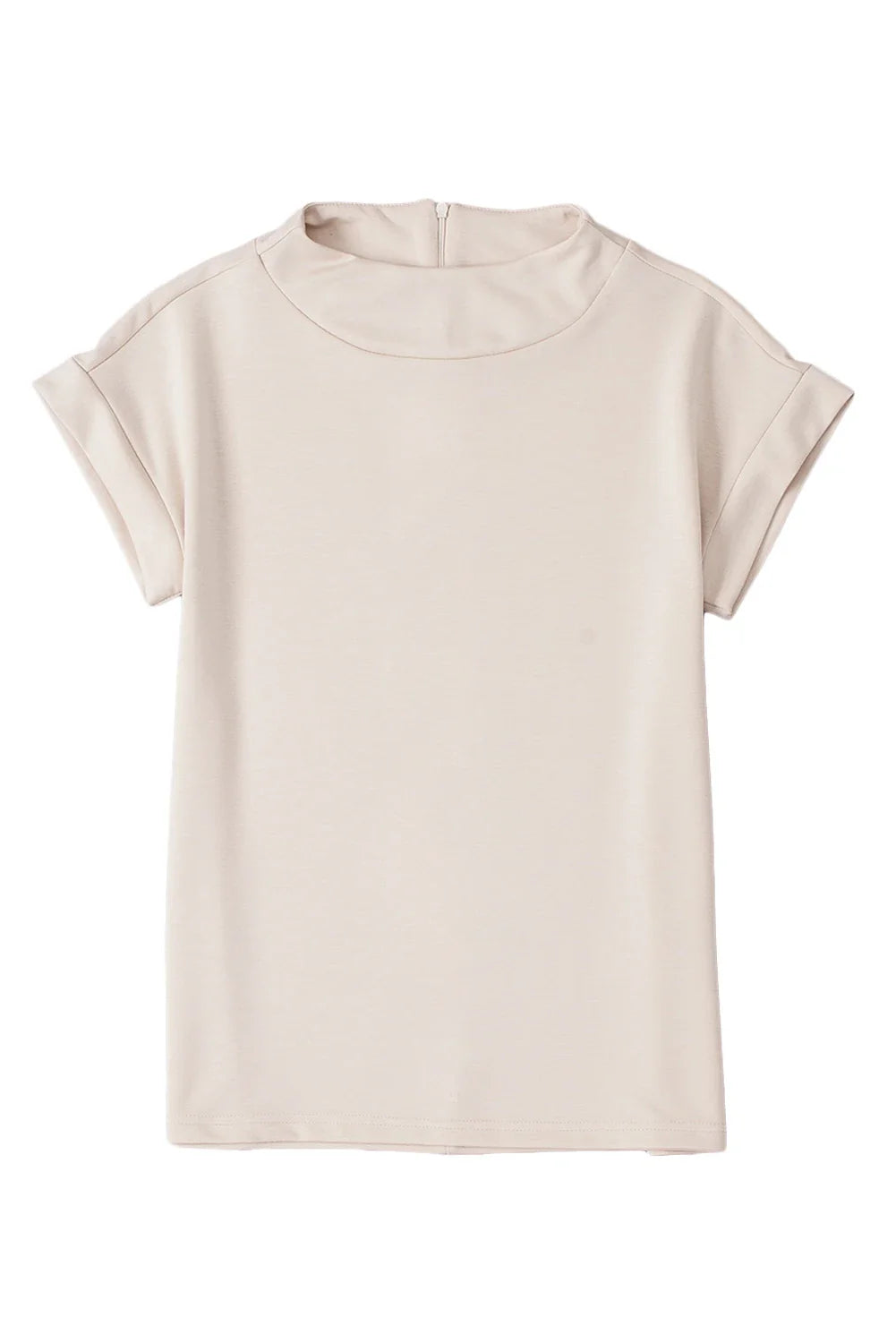 Solid Zip Up Back Crewneck Top