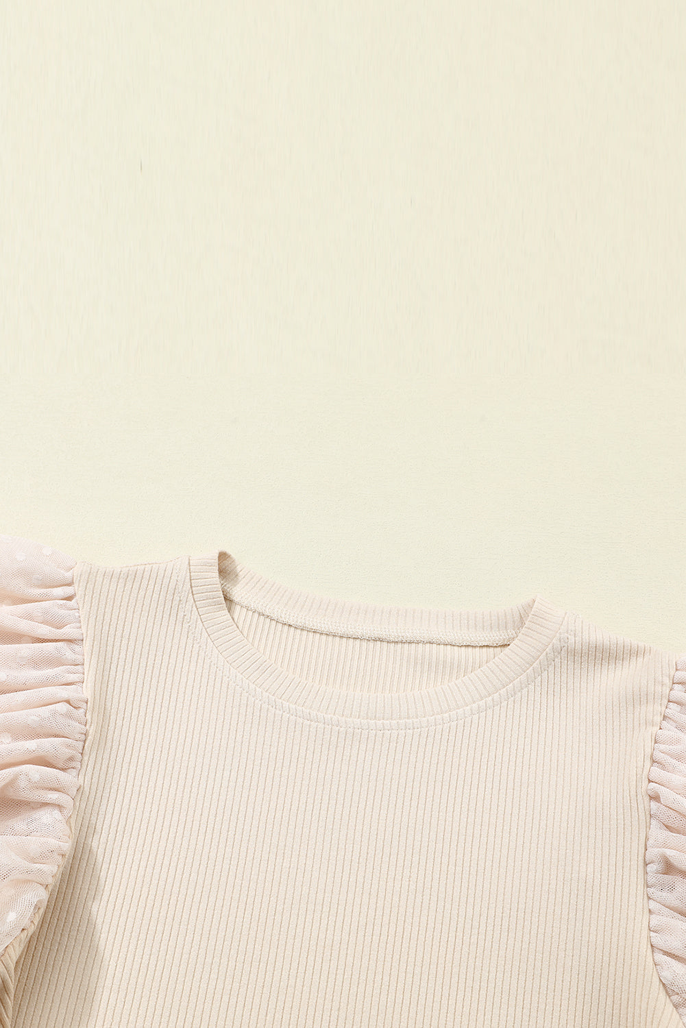 Dotted Mesh Ruffle Sleeve Top