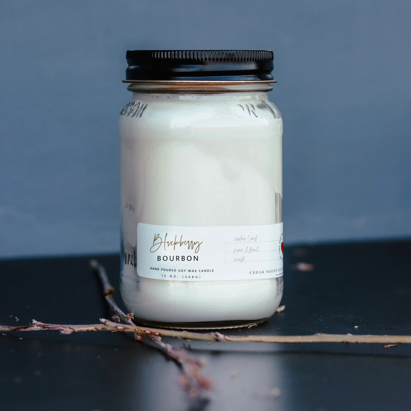 13 oz Mason Jar Soy Candle - Blackberry Bourbon