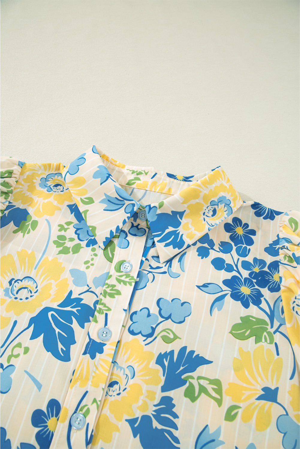Floral Stripe Puff Sleeve Blouse