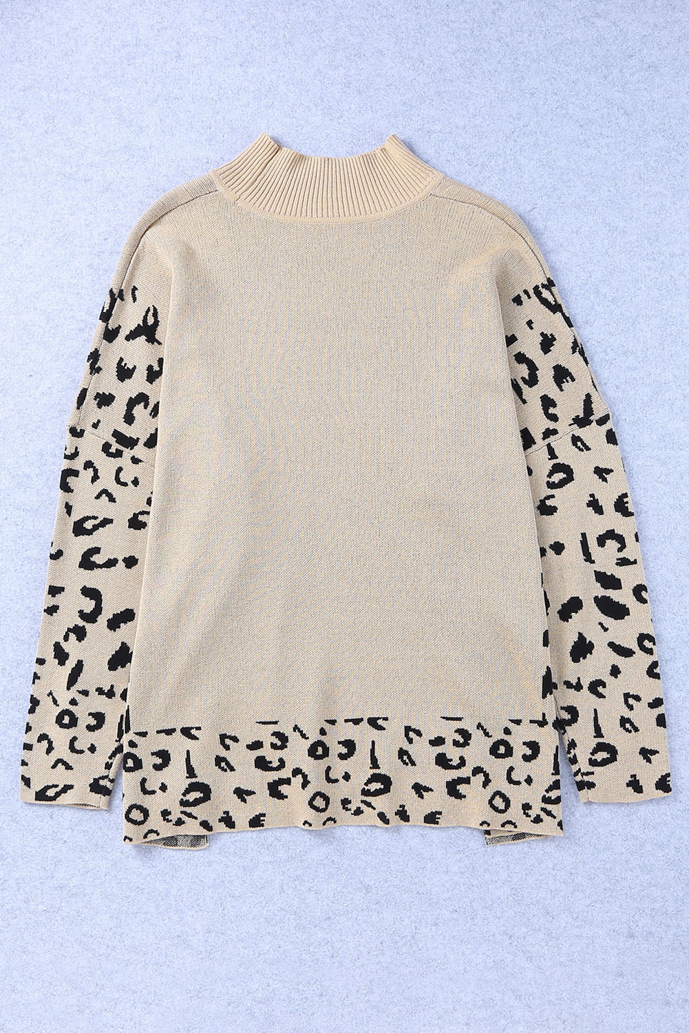 Leopard Colorblock Mock Neck Sweater