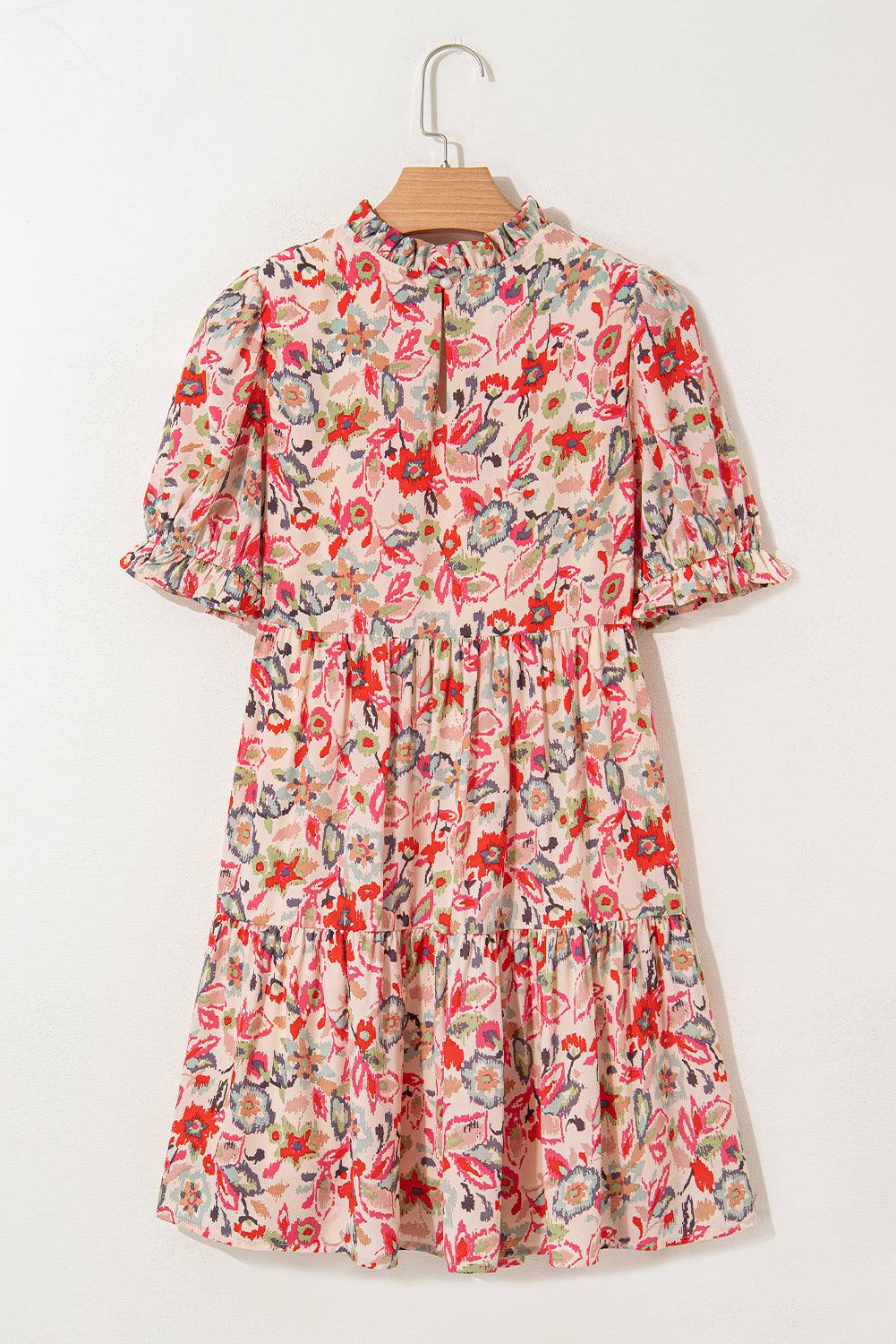 Floral Frilled Neck Mini Dress