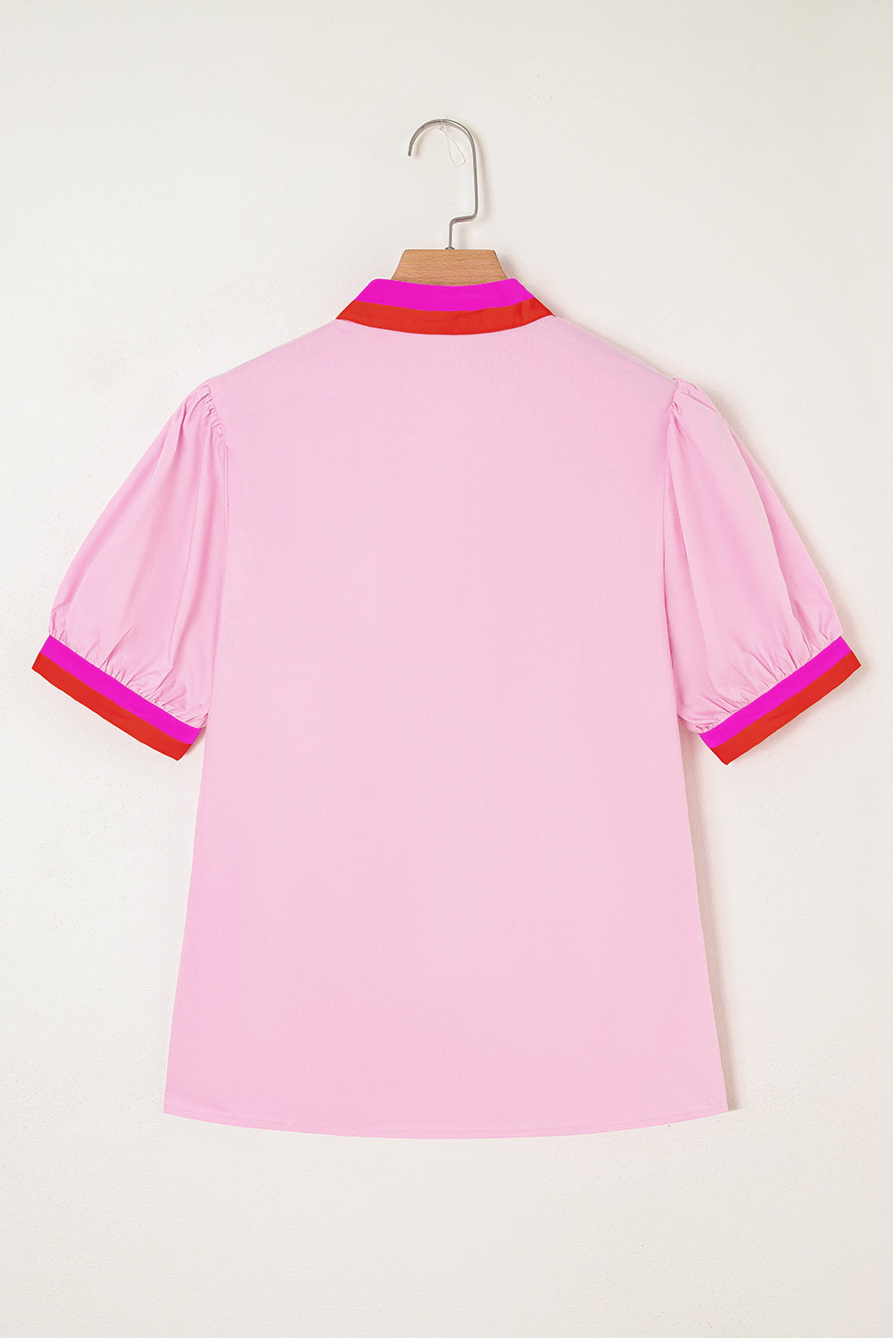Stripe V-Neck Puff Sleeve Blouse