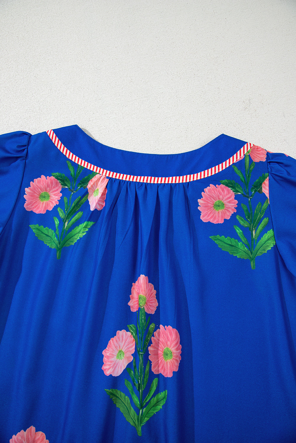 Floral Split Neck Mini Dress