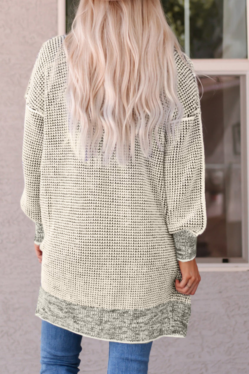 Plaid Open Front Long Cardigan